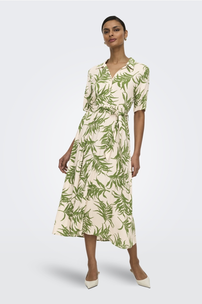 Jacqueline de Yong beige dames jurk | Model vooraanzicht