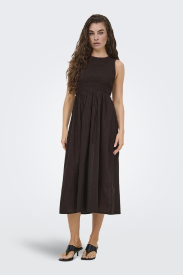 Jacqueline de Yong Jurk JDYDIEGO SL SMOCK MIDI DRESS WVN N 15373074 CHOCOLATE TORTE