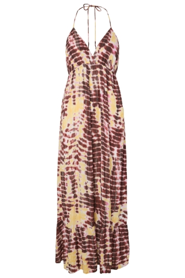 Pieces Jurk PCKAYA STRAP LUREX DRESS WVN 17162804 RED OCHRE/GRADIENT CITRUS