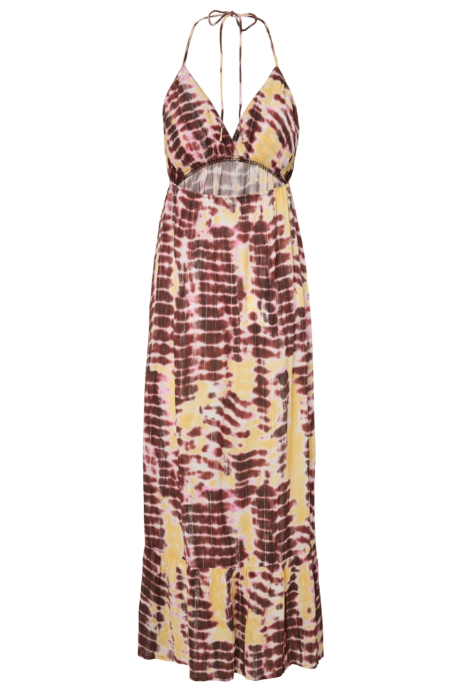 Pieces gele dames jurk | Achteraanzicht