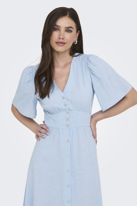 Jacqueline de Yong blauwe dames jurk | Model vooraanzicht