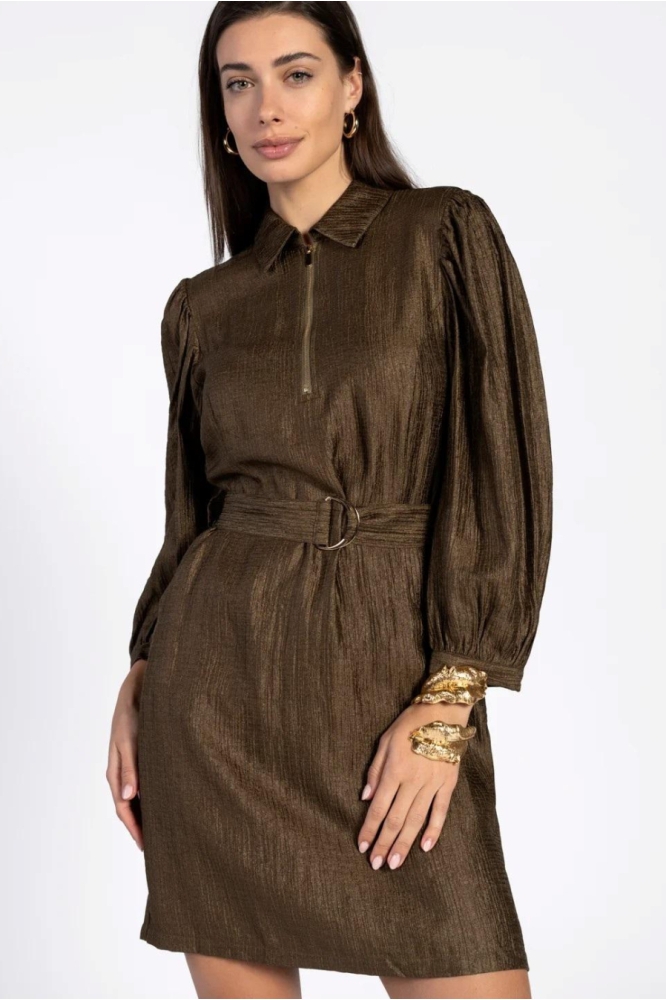 Aaiko groene dames jurk | Model vooraanzicht