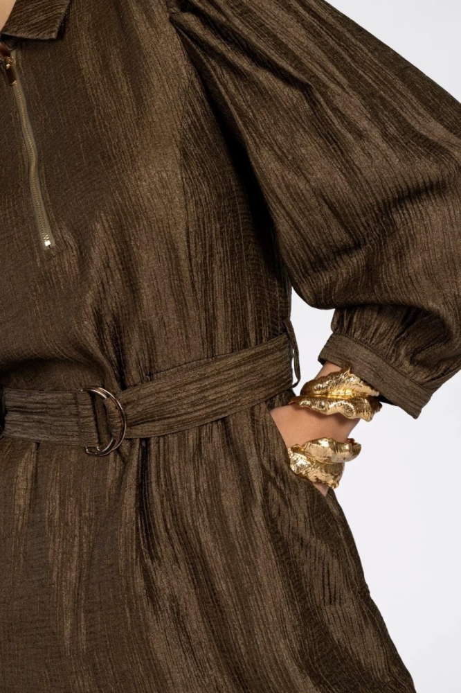 Aaiko groene dames jurk | Close up