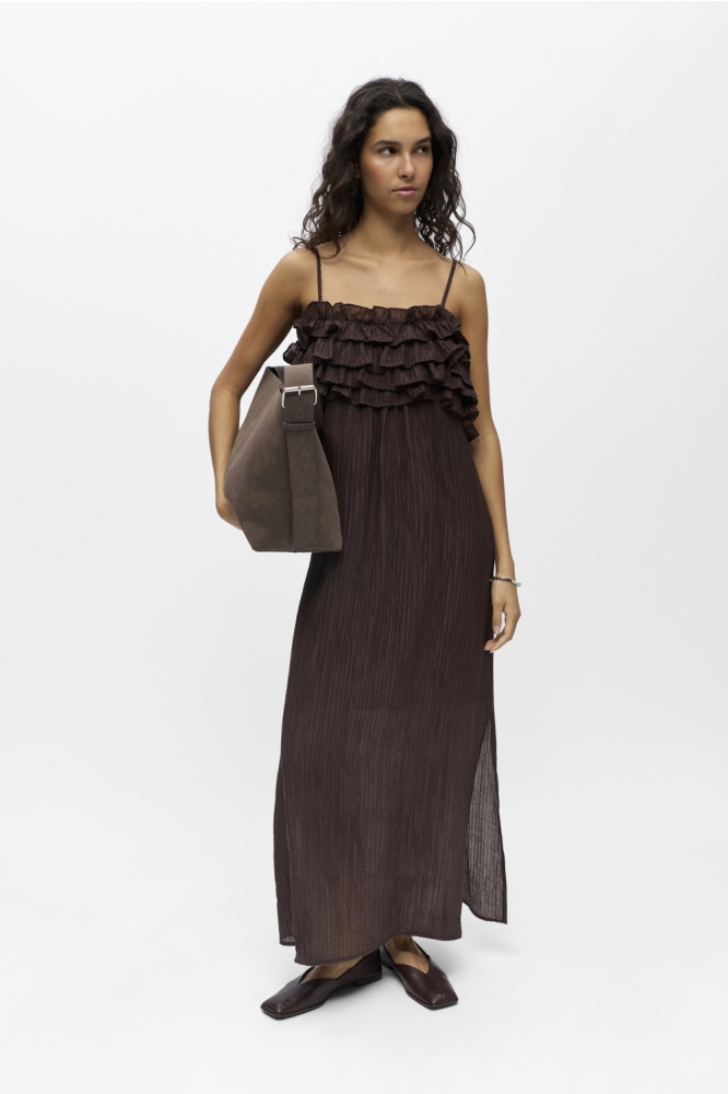 Object bruine dames jurk | Model vooraanzicht