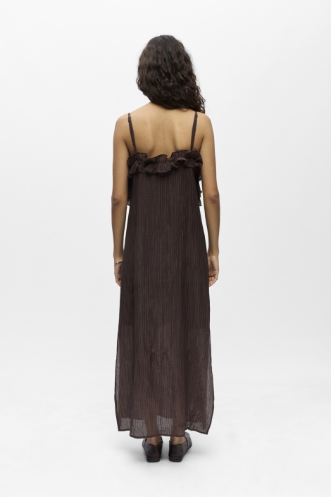 Object bruine dames jurk | Model achteraanzicht