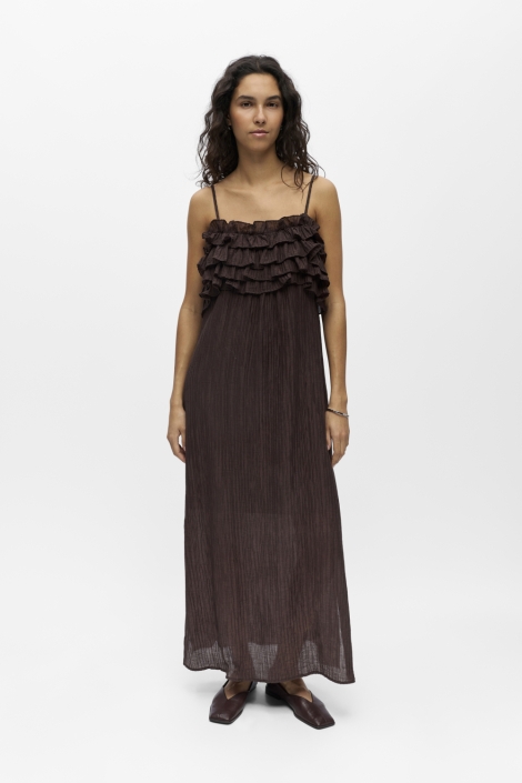 Object bruine dames jurk | Model vooraanzicht