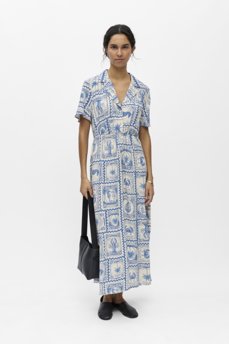 Object blauwe dames jurk | Model vooraanzicht