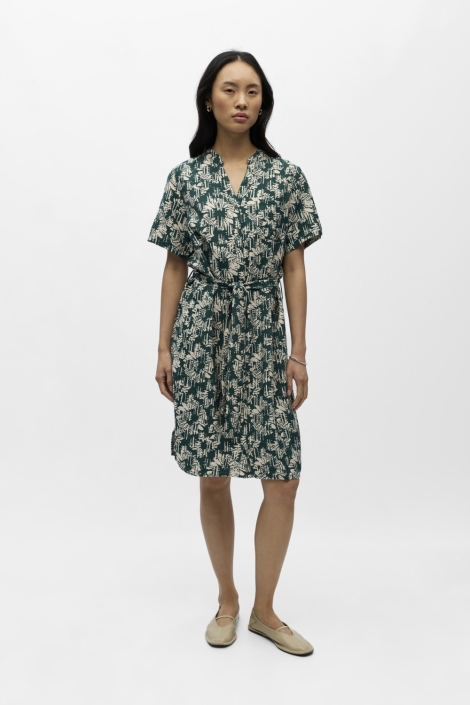 Object groene dames jurk | Model vooraanzicht
