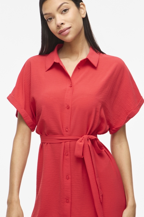 Vila rode dames jurk | Model vooraanzicht