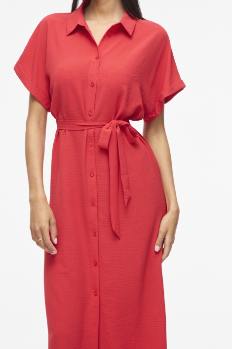 Vila rode dames jurk | Model vooraanzicht