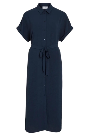 Vila Jurk VIJACOTA S/S MIDI SHIRT DRESS/TES/L 14117971 NAVY BLAZER