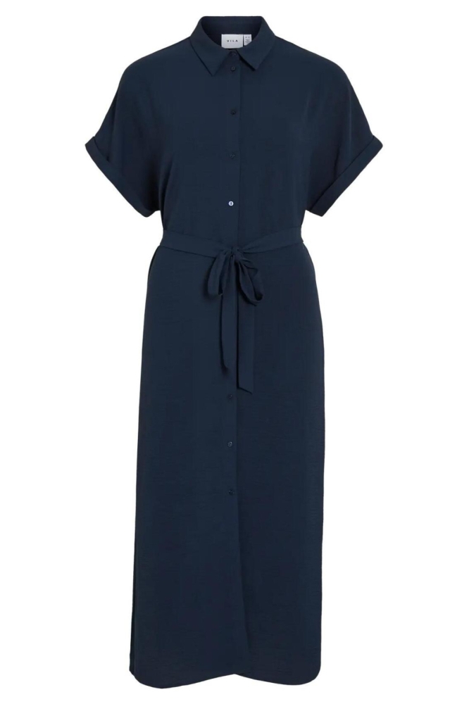 Vila blauwe dames jurk | Vooraanzicht