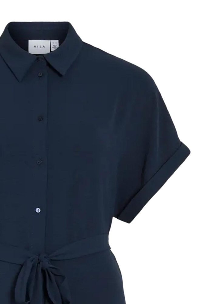 Vila blauwe dames jurk | Close up