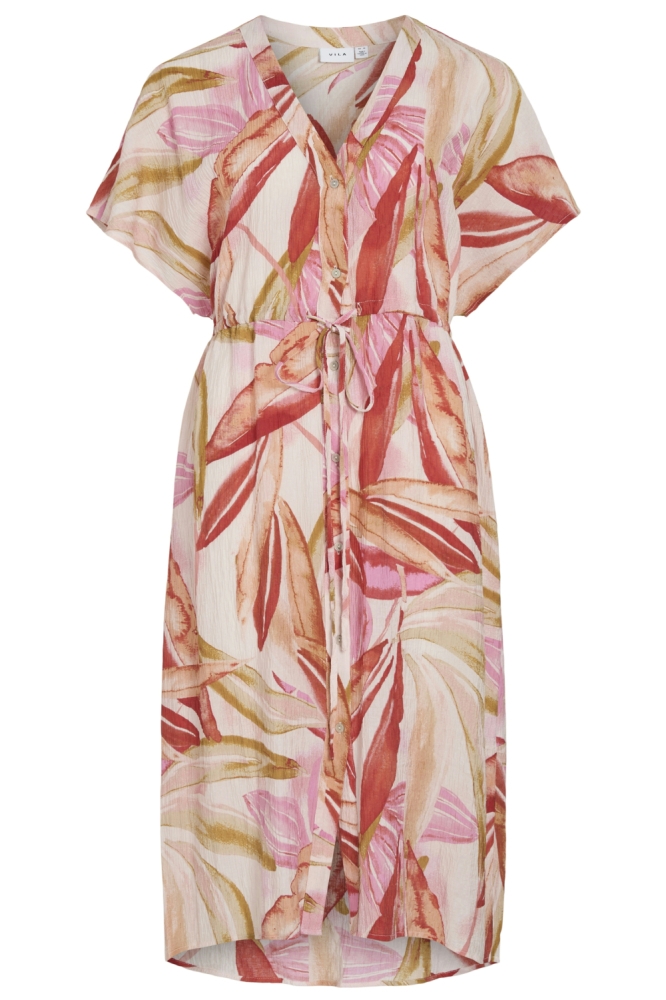 Vila beige dames jurk | Vooraanzicht