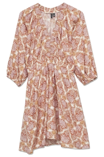 Vero Moda Jurk VMEVELIJN 3/4 SHORT DRESS EXP 10349831 Snow White/LANGOUSTINO PALM