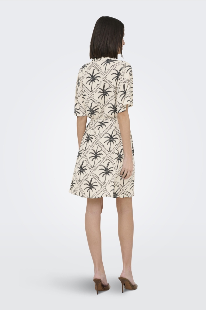 Jacqueline de Yong ecru dames jurk | Model achteraanzicht
