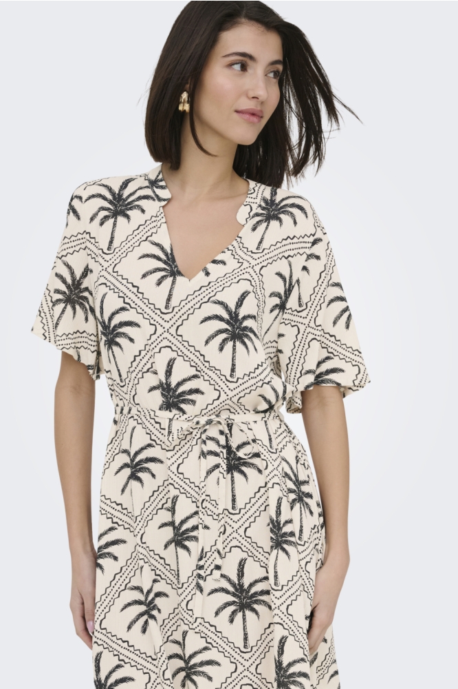 Jacqueline de Yong ecru dames jurk | Model vooraanzicht