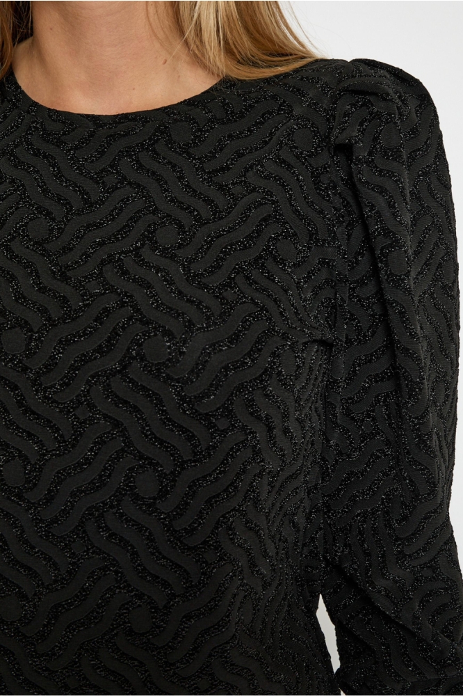 Peppercorn zwarte dames jurk | Close up