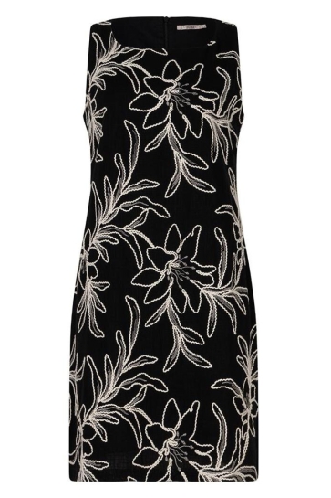 EsQualo Jurk DRESS FLOWER EMBROIDERY HS26.15209 BLACK