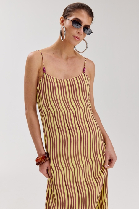 Harper & Yve gele dames jurk | Close up