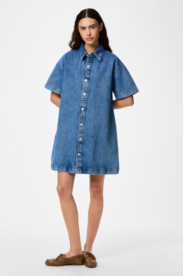 Pieces Jurk PCSKY SS A SHAPE DENIM DRESS NOOS B 17162370 Medium Blue Denim