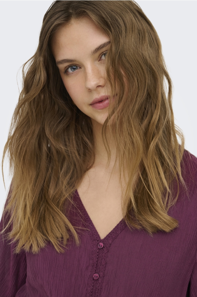 Only bordeaux dames jurk | Close up