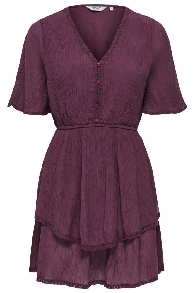 Only bordeaux dames jurk | Vooraanzicht