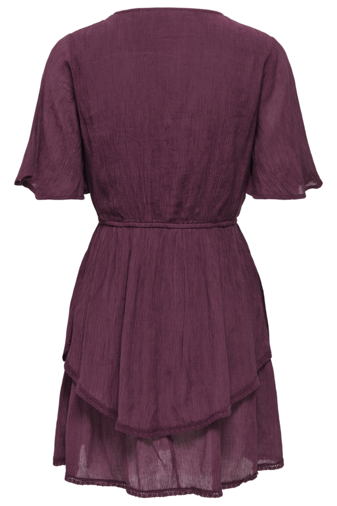 Only bordeaux dames jurk | Achteraanzicht