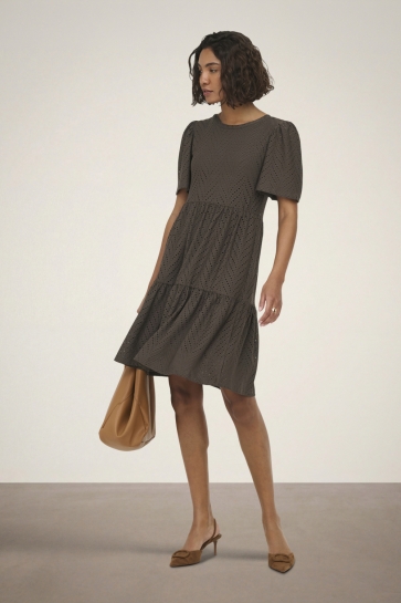 Jacqueline de Yong Jurk JDYCARLA CATHINKA S/S DRESS JRS NOO 15254680 CHOCOLATE BROWN