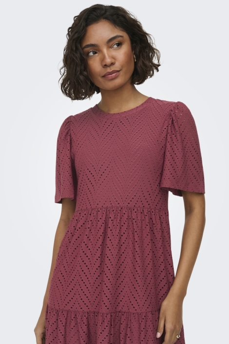 Jacqueline de Yong bordeaux dames jurk | Close up