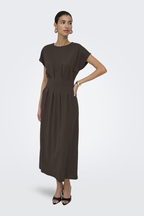 Jacqueline de Yong bruine dames jurk | Model vooraanzicht