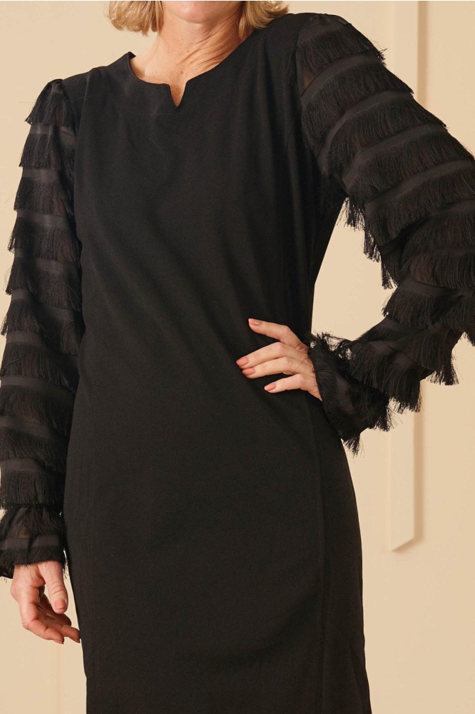 FOS Amsterdam zwarte dames jurk | Close up