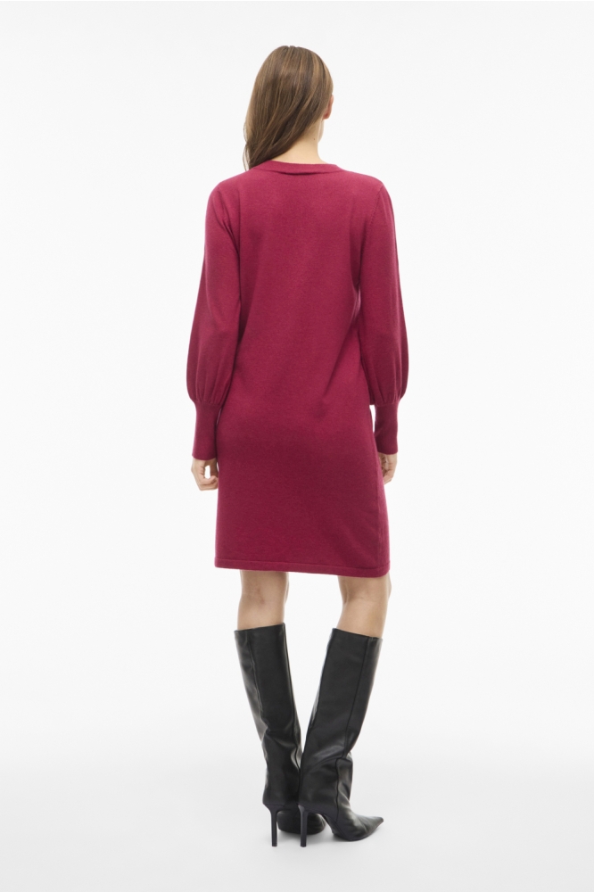 Vila bordeaux dames jurk | Model achteraanzicht