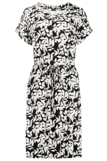 NED Jurk MARY SS BLACK LEAVES TRICOT 26S5 X1969 02 