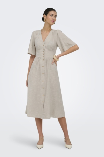 Only Jurk ONLTIZANA 2/4 MIDI DRESS WVN NOOS 15373535 SILVER LINING