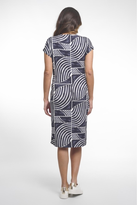 Zoso blauwe dames jurk | Model achteraanzicht
