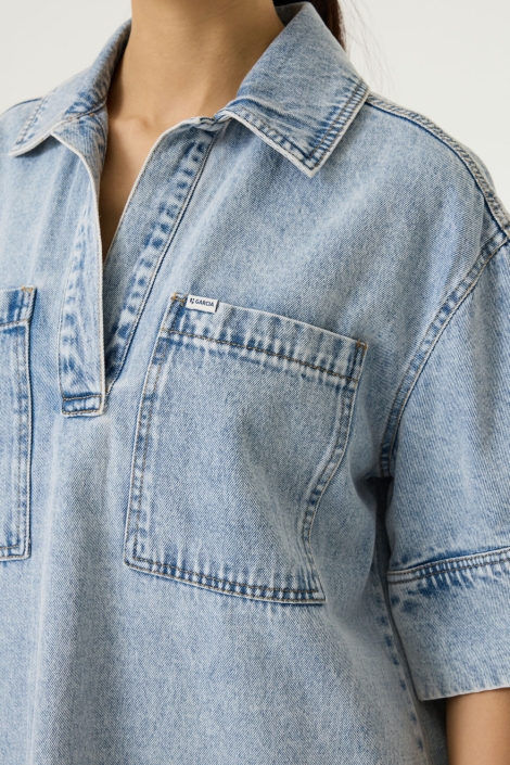 Garcia blauwe dames jurk | Close up