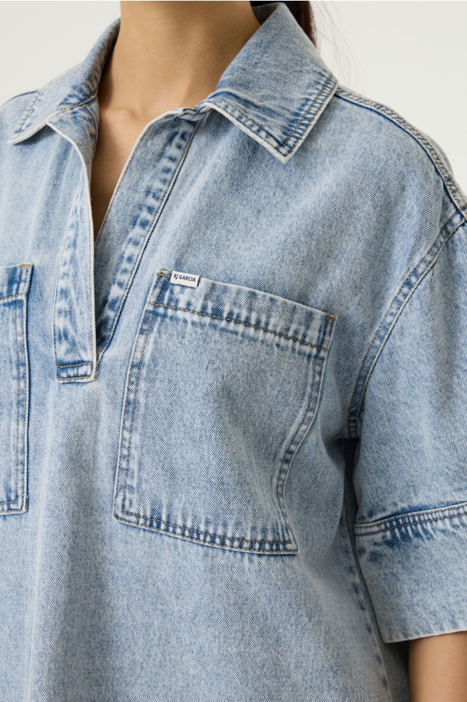 Garcia blauwe dames jurk | Close up