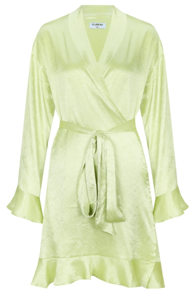 Fluresk groene dames jurk | Vooraanzicht