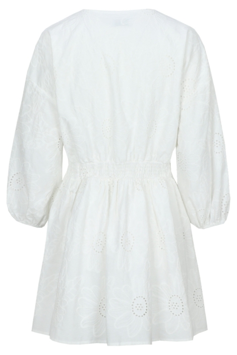 Fluresk witte dames jurk | Achteraanzicht