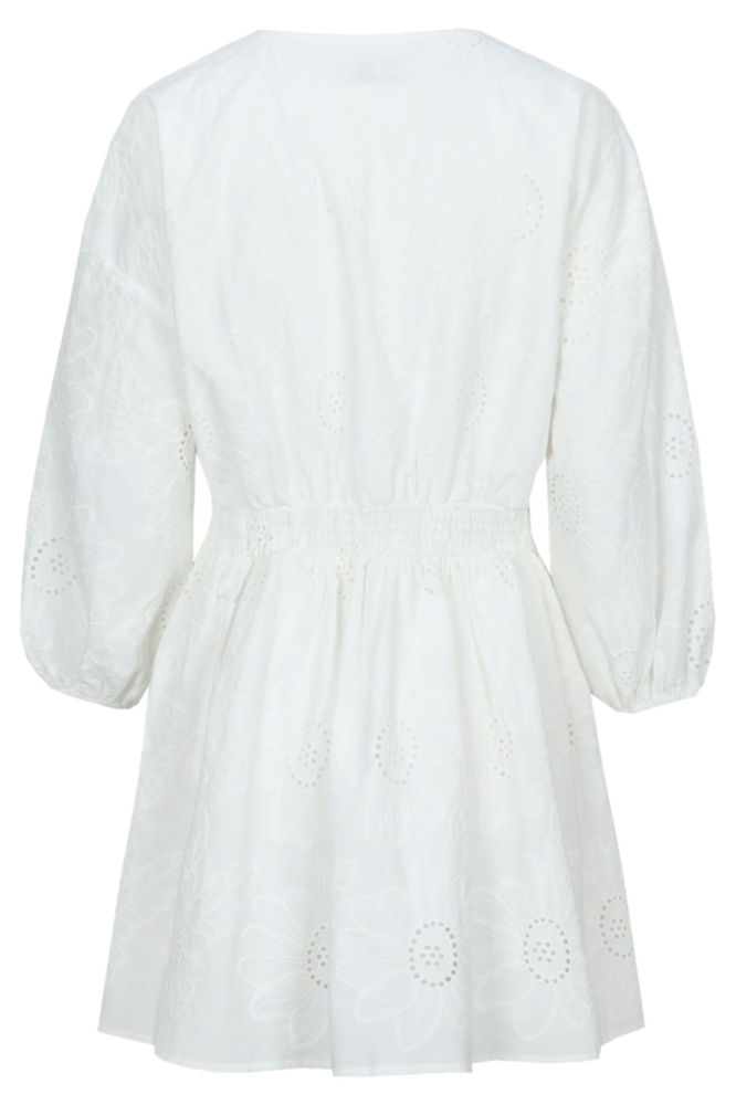 Fluresk witte dames jurk | Achteraanzicht