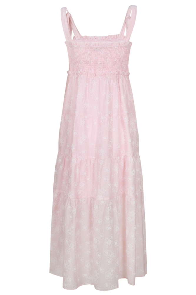 Fluresk roze dames jurk | Achteraanzicht