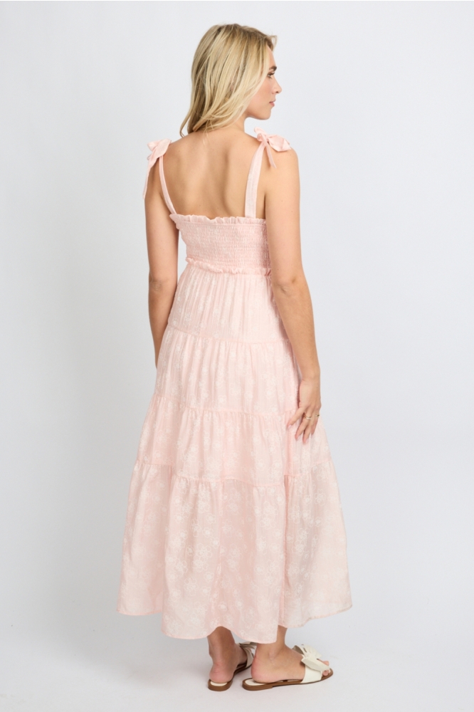 Fluresk roze dames jurk | Model achteraanzicht