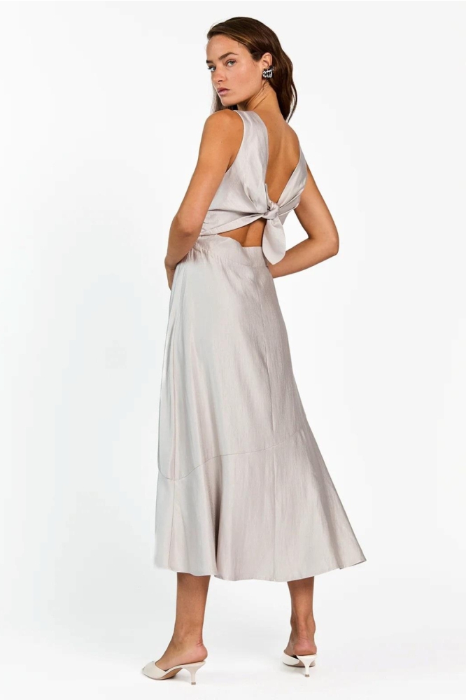Aaiko zilveren dames jurk | Model achteraanzicht