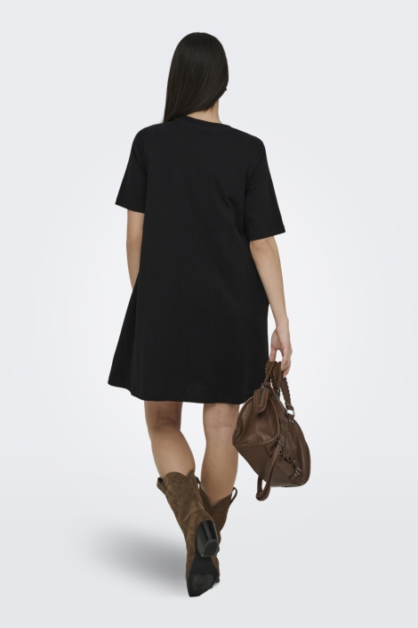 Only zwarte dames jurk | Model achteraanzicht