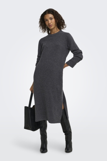 Jacqueline de Yong Jurk JDYSABRINA L/S DRESS KNT 15379757 Phantom/MELANGE