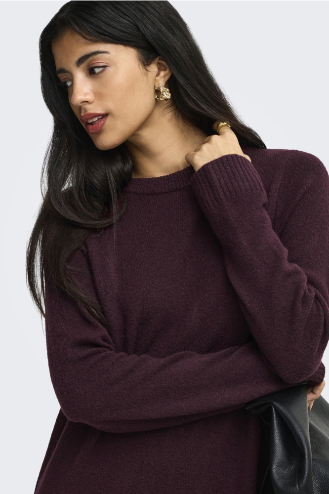 Jacqueline de Yong bordeaux dames jurk | Model vooraanzicht