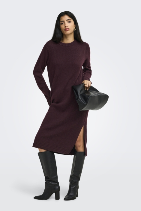 Jacqueline de Yong bordeaux dames jurk | Model vooraanzicht
