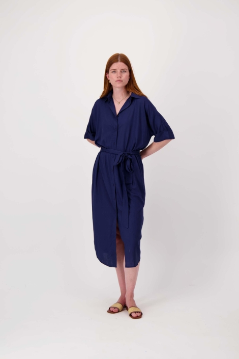 Zusss blauwe dames jurk | Model vooraanzicht