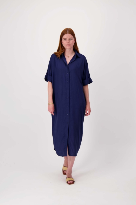 Zusss blauwe dames jurk | Model vooraanzicht